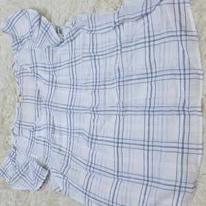 Blue and White Plaid Blouse